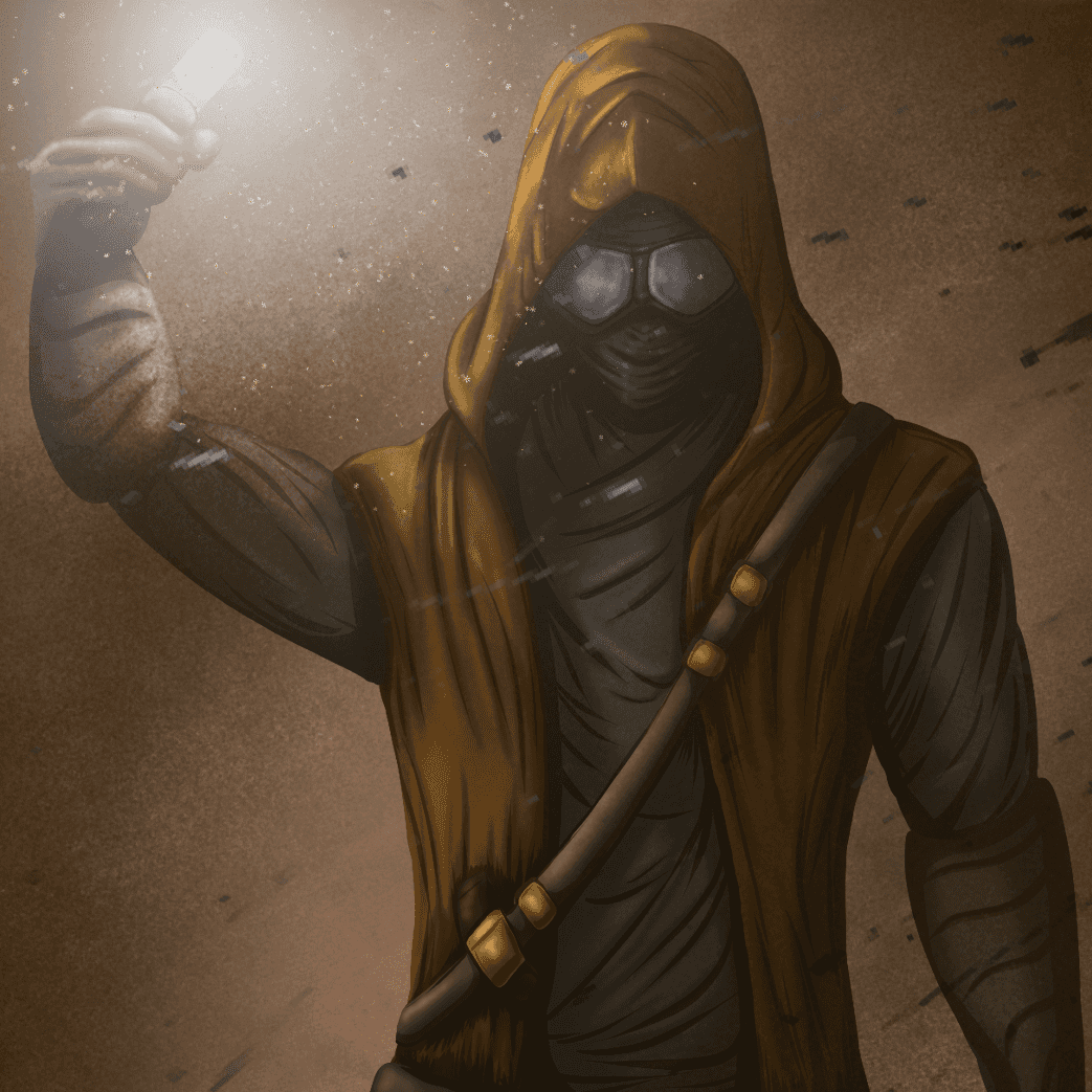 Disciple in a sandstorm.